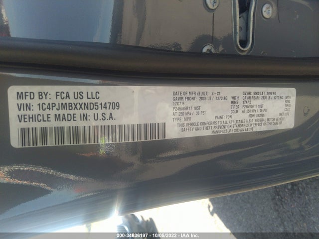 2022 Jeep Cherokee, VIN: 1C4PJMBXXND514709