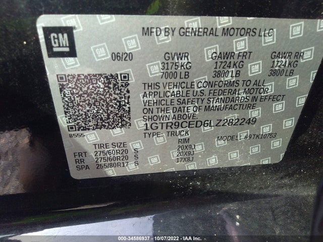 2020 GMC Sierra 1500, VIN: 1GTR9CED6LZ282249