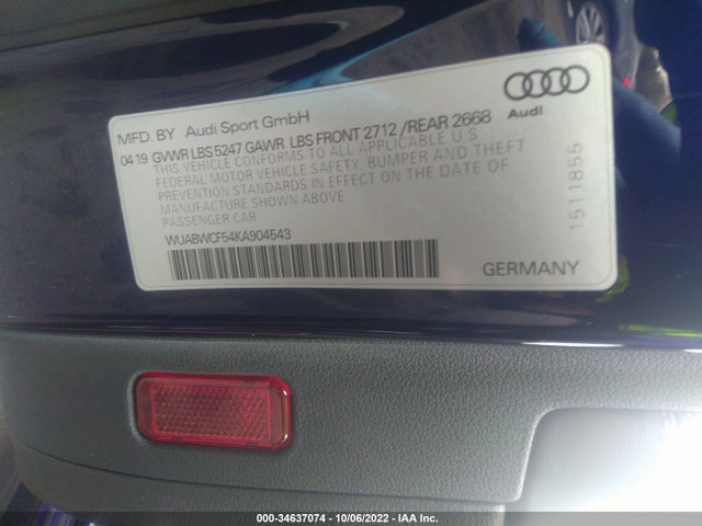 2019 Audi RS 5, VIN: WUABWCF54KA904543