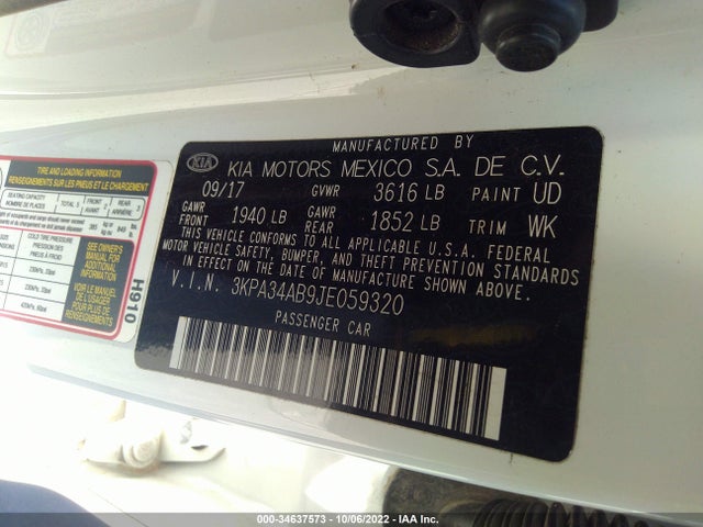 2018 Kia Rio, VIN: 3KPA34AB9JE059320
