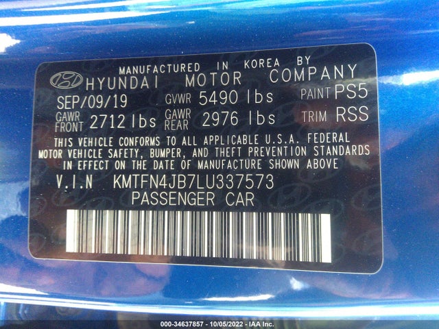 2020 Genesis G80, VIN: KMTFN4JB7LU337573