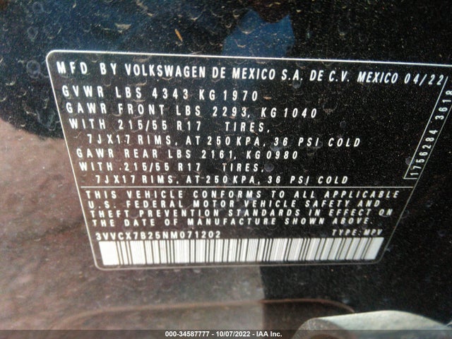 Volkswagen TAOS S 2022 3VVCX7B25NM071202 Image 11