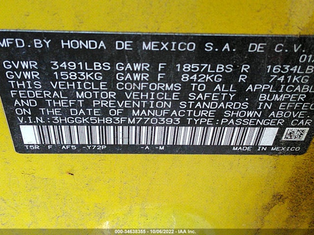 Honda Fit Ex-l/ex 2015 3HGGK5H83FM770393 Image 9