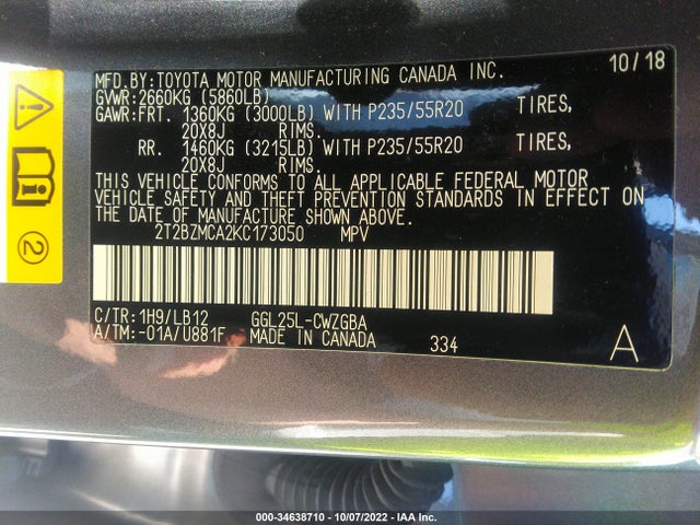 Lexus RX 2019 2T2BZMCA2KC173050 Image 10