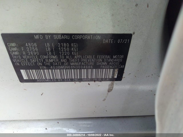 2022 Subaru Legacy, VIN: 4S3BWGN68N3004686