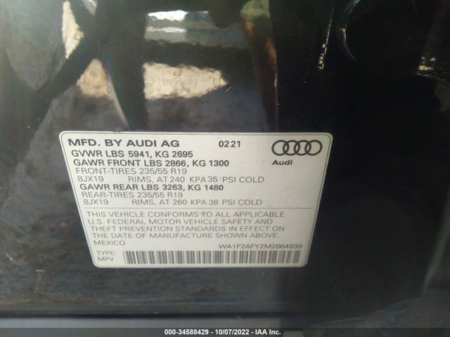 2021 Audi Q5, VIN: WA1F2AFY2M2064939