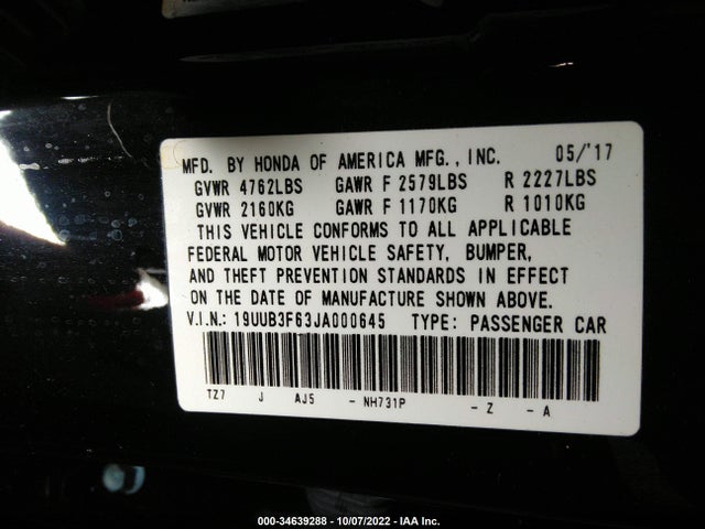 19UUB3F63JA000645 Acura Tlx W/a-spec Pkg