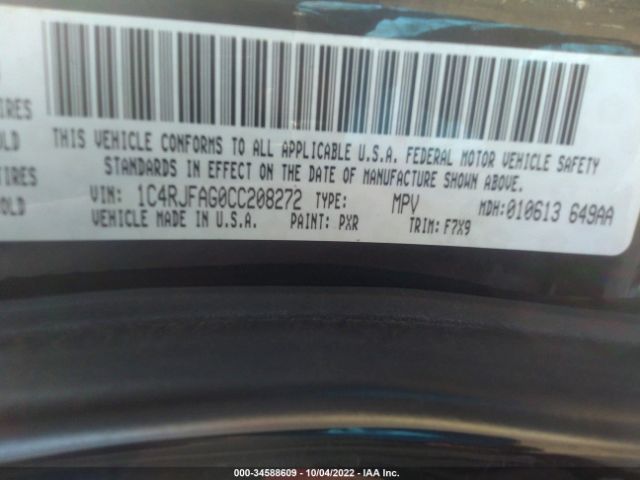 1C4RJFAG0CC208272 Jeep Grand Cherokee Laredo