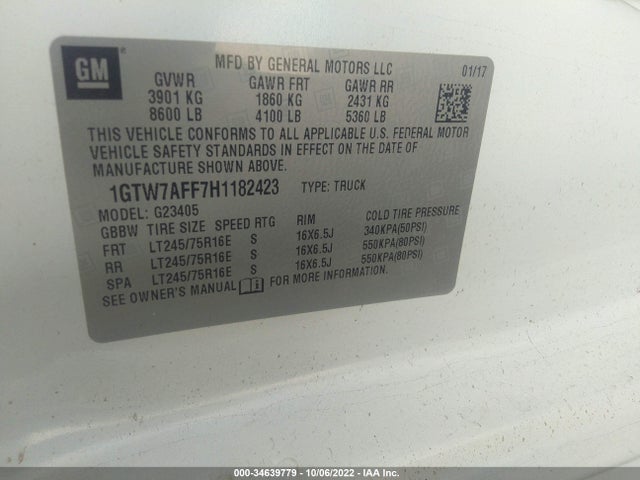 2017 GMC Savana, VIN: 1GTW7AFF7H1182423
