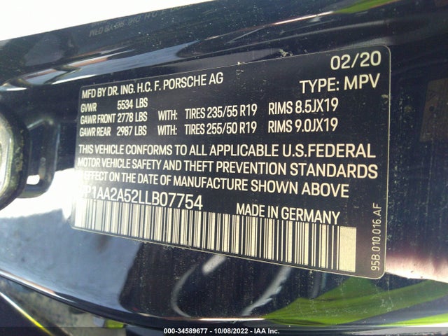 2020 Porsche Macan, VIN: WP1AA2A52LLB07754
