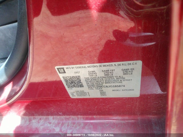 GMC Sierra 1500 Slt 2018 3GTU2NEC6JG185874 Image 9
