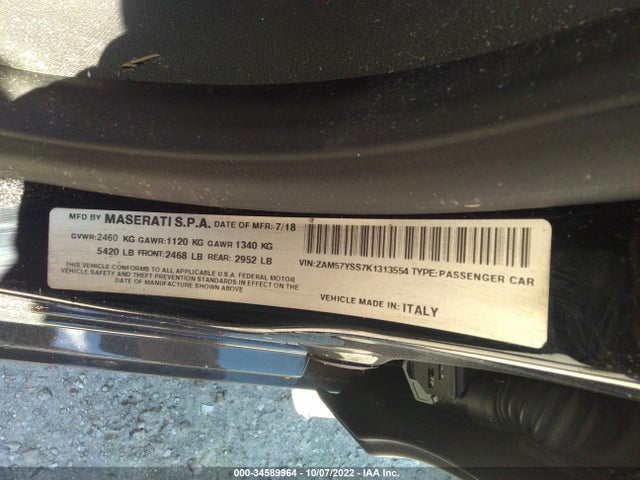 2019 Maserati Ghibli, VIN: ZAM57YSS7K1313554