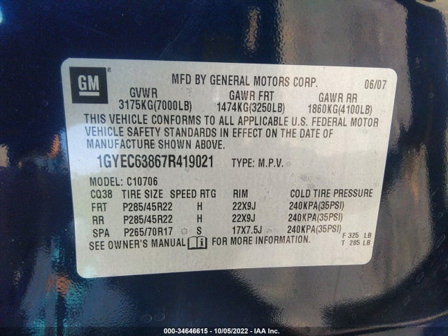 1GYEC63867R419021 Cadillac Escalade