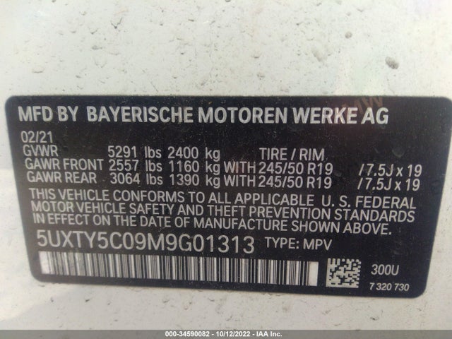 BMW X3 Xdrive30i 2021 аукцион фото