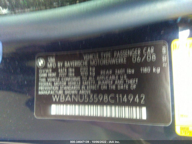 BMW 5 Series 528i 2008 WBANU53598C114942 Image 10