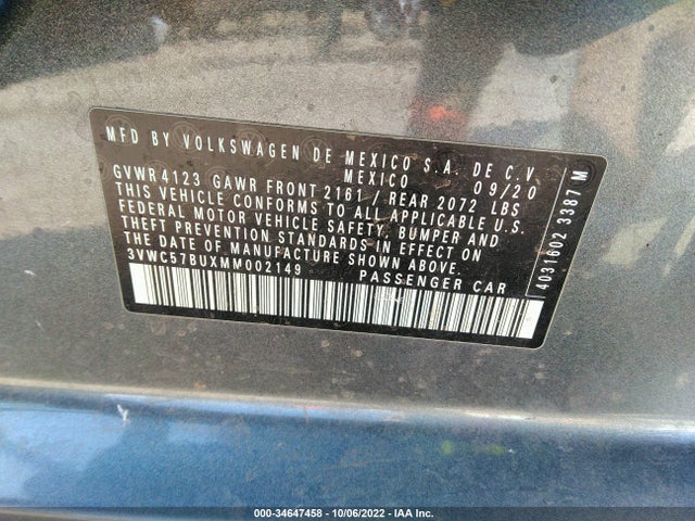 3VWC57BUXMM002149 Volkswagen Jetta S/se/r-line