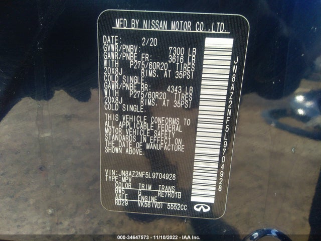 2020 Infiniti QX80, VIN: JN8AZ2NF5L9704928