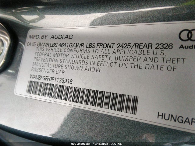 WAUBFGFF0F1133918 Audi S3/a3 2.0t Premium Plus