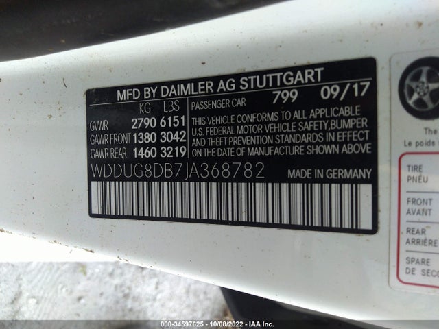 2018 Mercedes-Benz S-Class, VIN: WDDUG8DB7JA368782