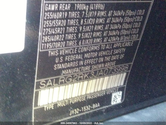 2018 Land Rover Discovery, VIN: SALRG2RK3JA073998