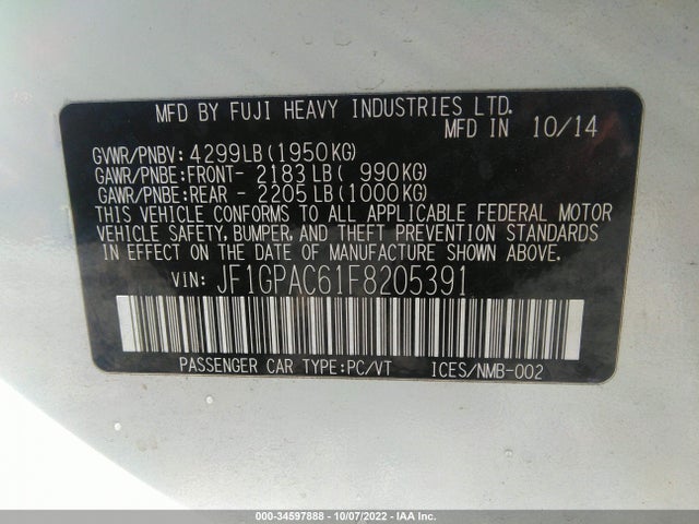 2015 Subaru Impreza, VIN: JF1GPAC61F8205391