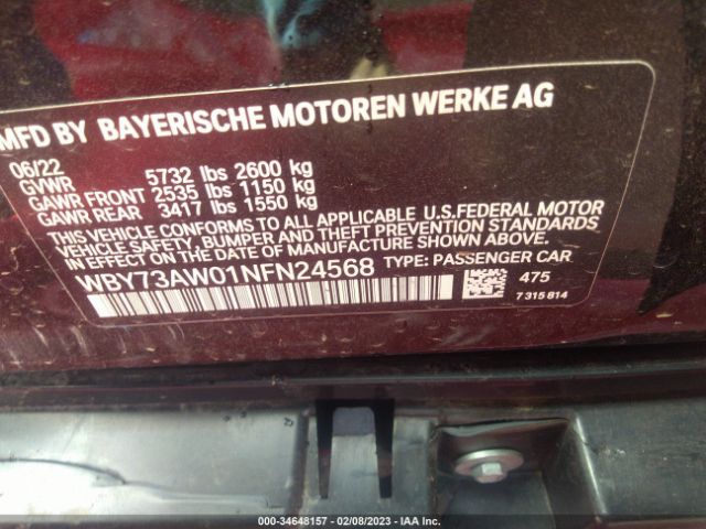 WBY73AW01NFN24568 BMW I4 Edrive40