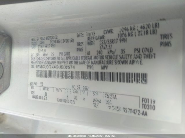 1FMCU0GX4GUB36974 Ford ESCAPE SE