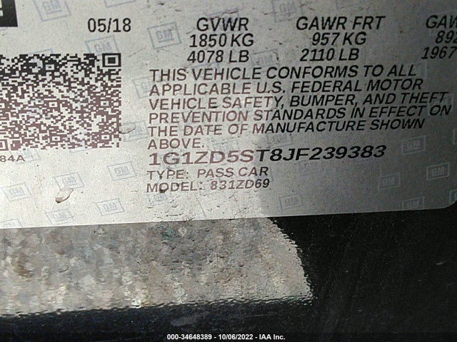 Chevrolet MALIBU LT 2018 1G1ZD5ST8JF239383 Image 11
