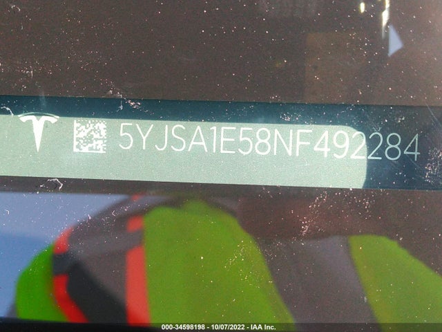 2022 Tesla Model S, VIN: 5YJSA1E58NF492284