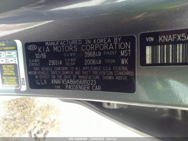 KNAFX5A86H5689223 KIA FORTE5