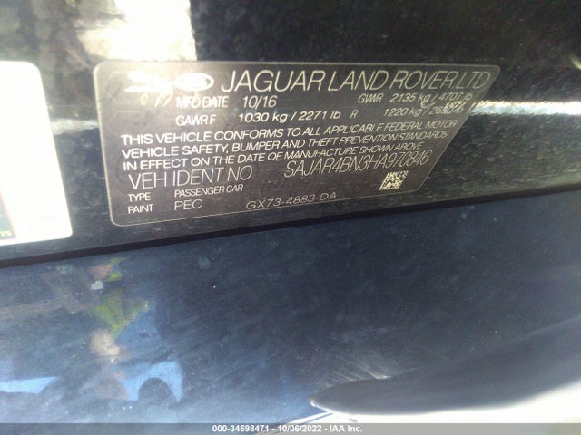 SAJAR4BN3HA970846 Jaguar Xe 20d