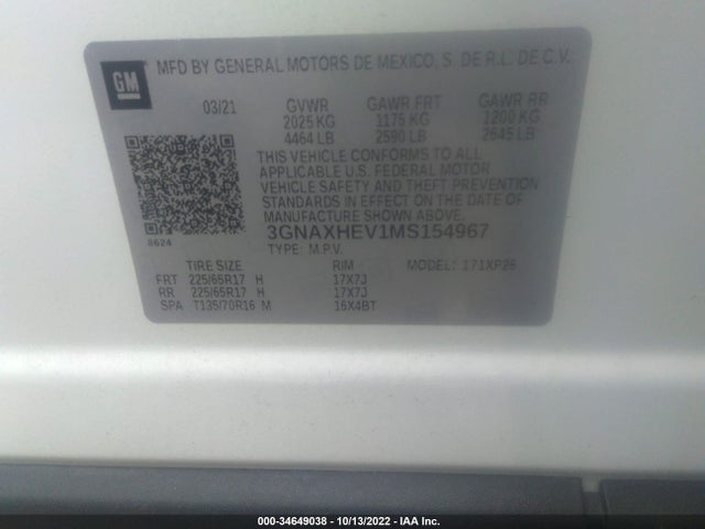 Chevrolet EQUINOX LS 2021 3GNAXHEV1MS154967 Image 9