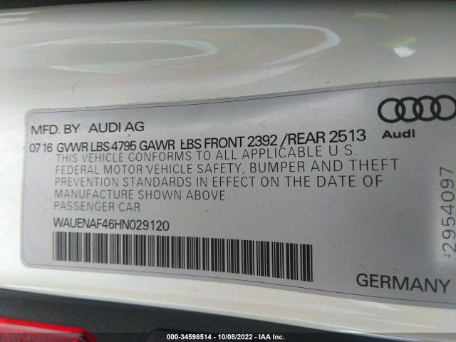 Audi A4 2017 WAUENAF46HN029120 Image 10