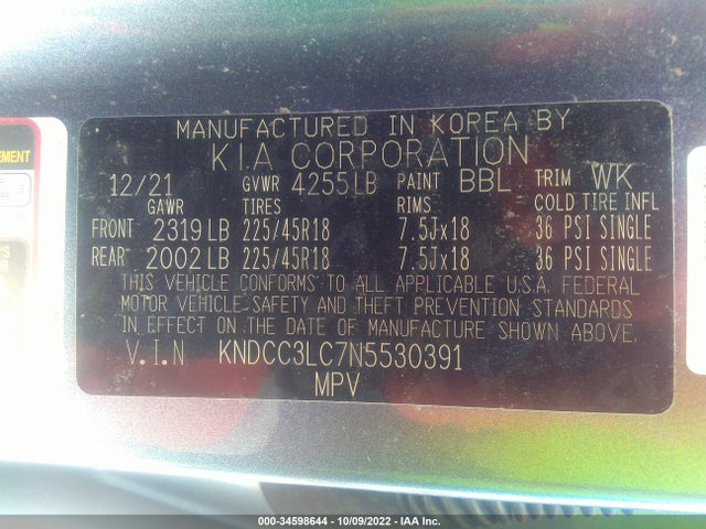 2022 Kia Niro, VIN: KNDCC3LC7N5530391