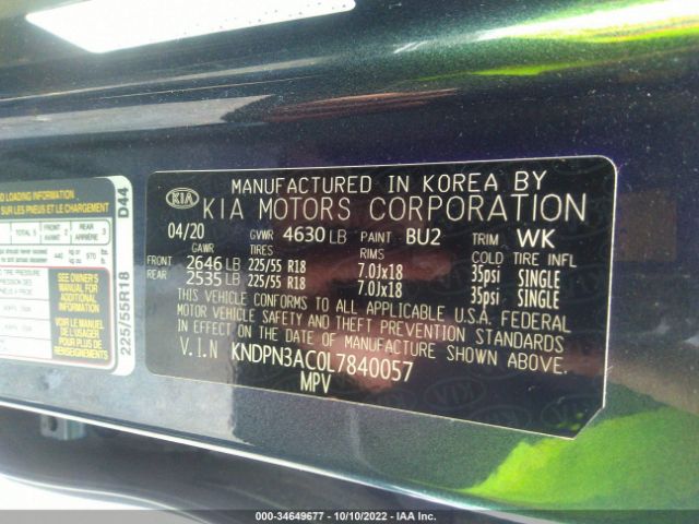 KNDPN3AC0L7840057 KIA Sportage Ex