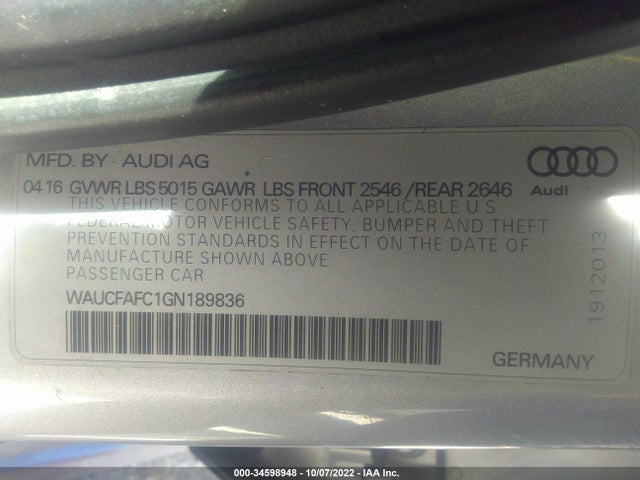Audi A6 2.0t Premium 2016 WAUCFAFC1GN189836 Image 9