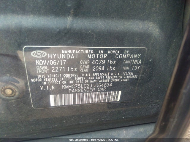 2018 Hyundai Ioniq, VIN: KMHC75LC2JU064834