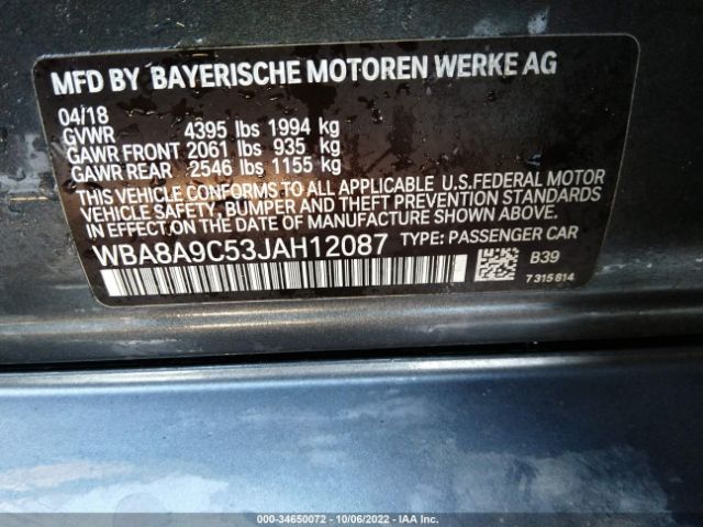 WBA8A9C53JAH12087 BMW 320i
