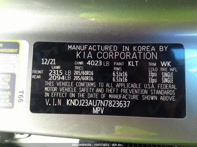 KNDJ23AU7N7823637 KIA SOUL LX