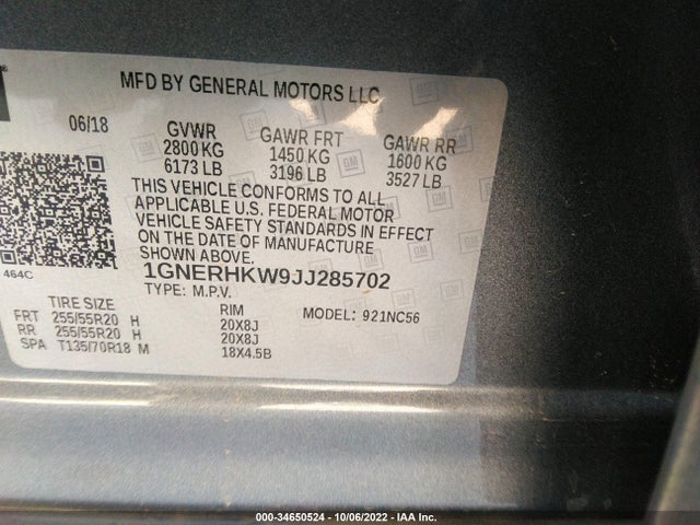 Chevrolet Traverse Lt Leather 2018 1GNERHKW9JJ285702 Image 9