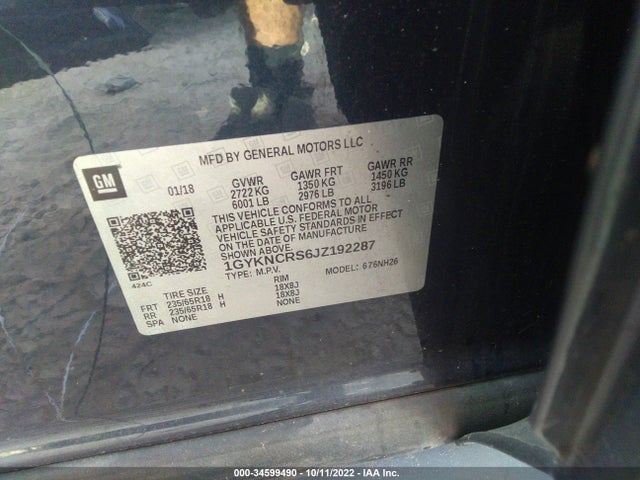 2018 Cadillac XT5, VIN: 1GYKNCRS6JZ192287