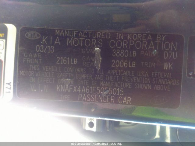 KNAFX4A61E5055015 KIA FORTE LX