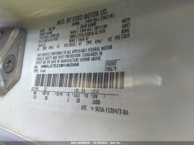 2021 Ford Transit Connect, VIN: NM0LS7E23M1485998