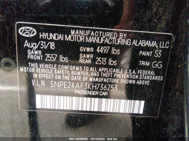 Hyundai SONATA SE 2019 5NPE24AF3KH736253 Image 9