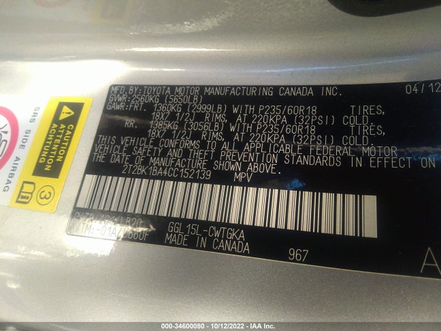Lexus RX 350 2012 2T2BK1BA4CC152139 Image 10