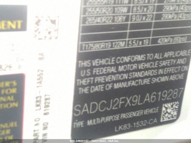 2020 Jaguar F-PACE, VIN: SADCJ2FX9LA619287