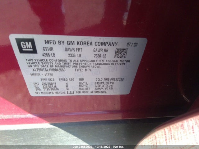 Chevrolet Trailblazer Rs 2021 KL79MTSL1MB043550 Image 9
