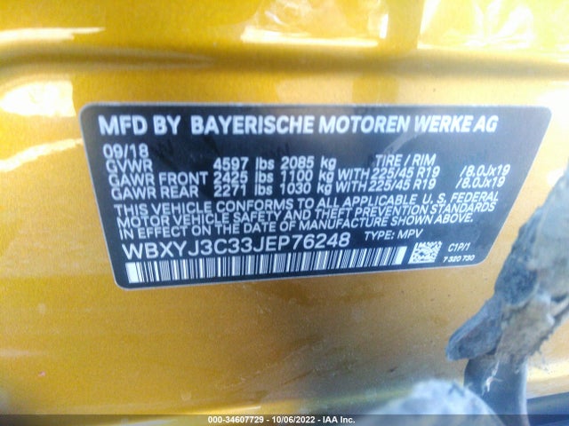 2018 BMW X2 SDRIVE28I VIN: WBXYJ3C33JEP76248