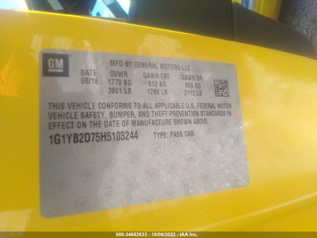 2017 Chevrolet Corvette, VIN: 1G1YB2D75H5103244