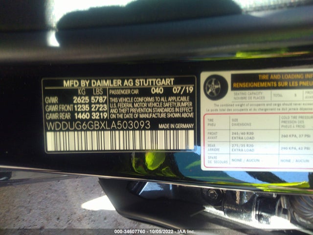 2020 Mercedes-Benz S-Class, VIN: WDDUG6GBXLA503093